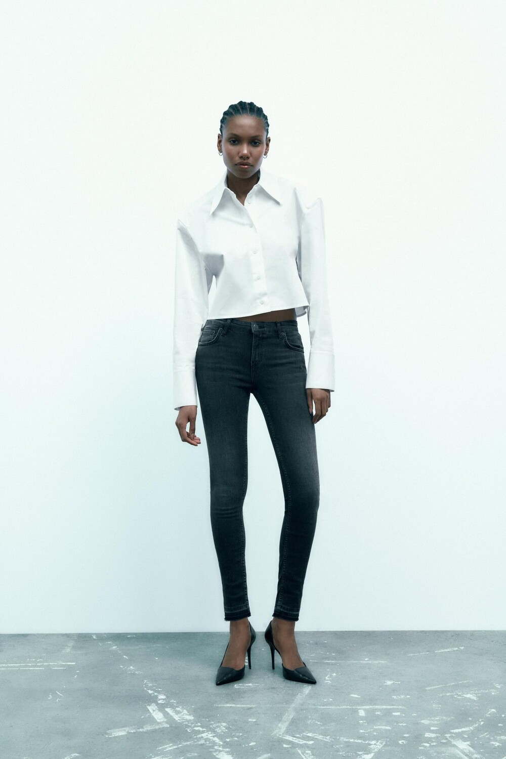 

Джинсы скинни со средней посадкой zw ZARA, черный