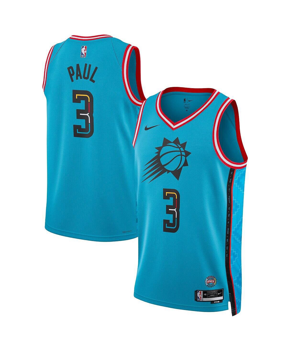 

Мужская и женская футболка chris paul бирюзового цвета phoenix suns 2022/23 swingman - city edition Nike, бирюзовый