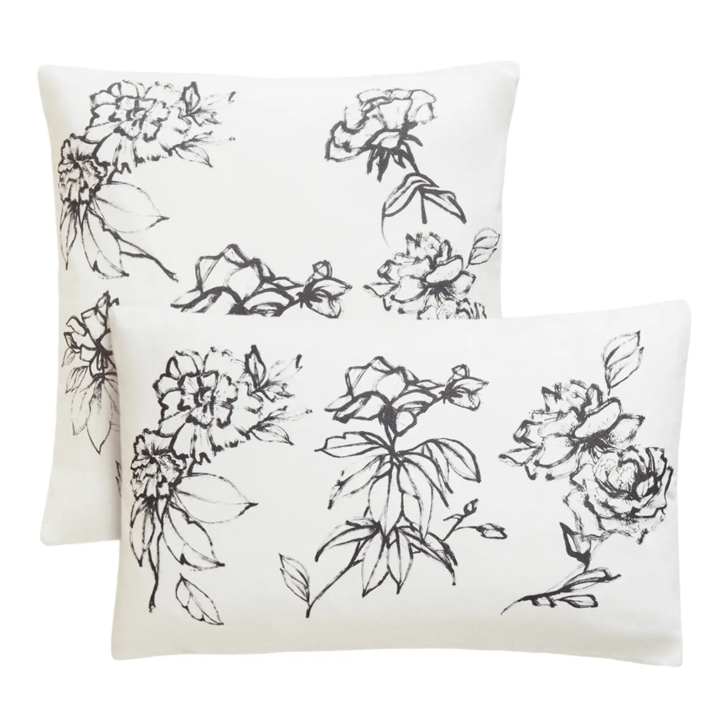 

Чехол для декоративной подушки Zara Home Roses Cover, белый/черный