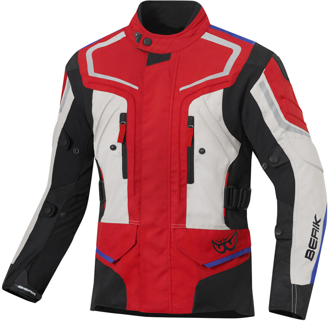 Мотоциклетная текстильная куртка Berik Rallye водонепроницаемая, черный/бежевый/красный куртка tramp размер xs красный бежевый
