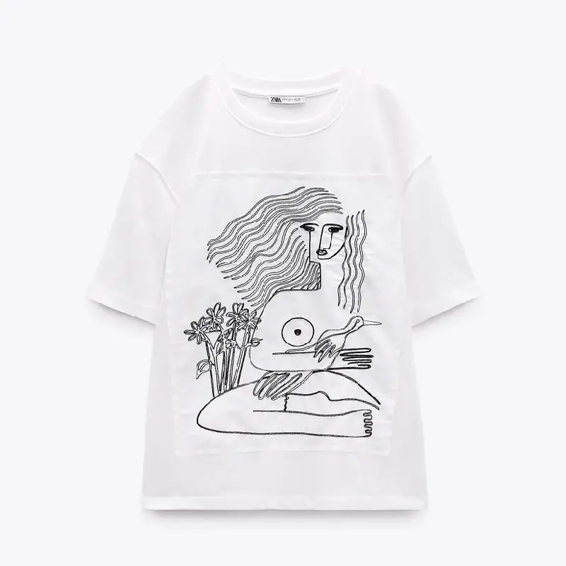 

Футболка Zara Embroidered Dina Razin, белый