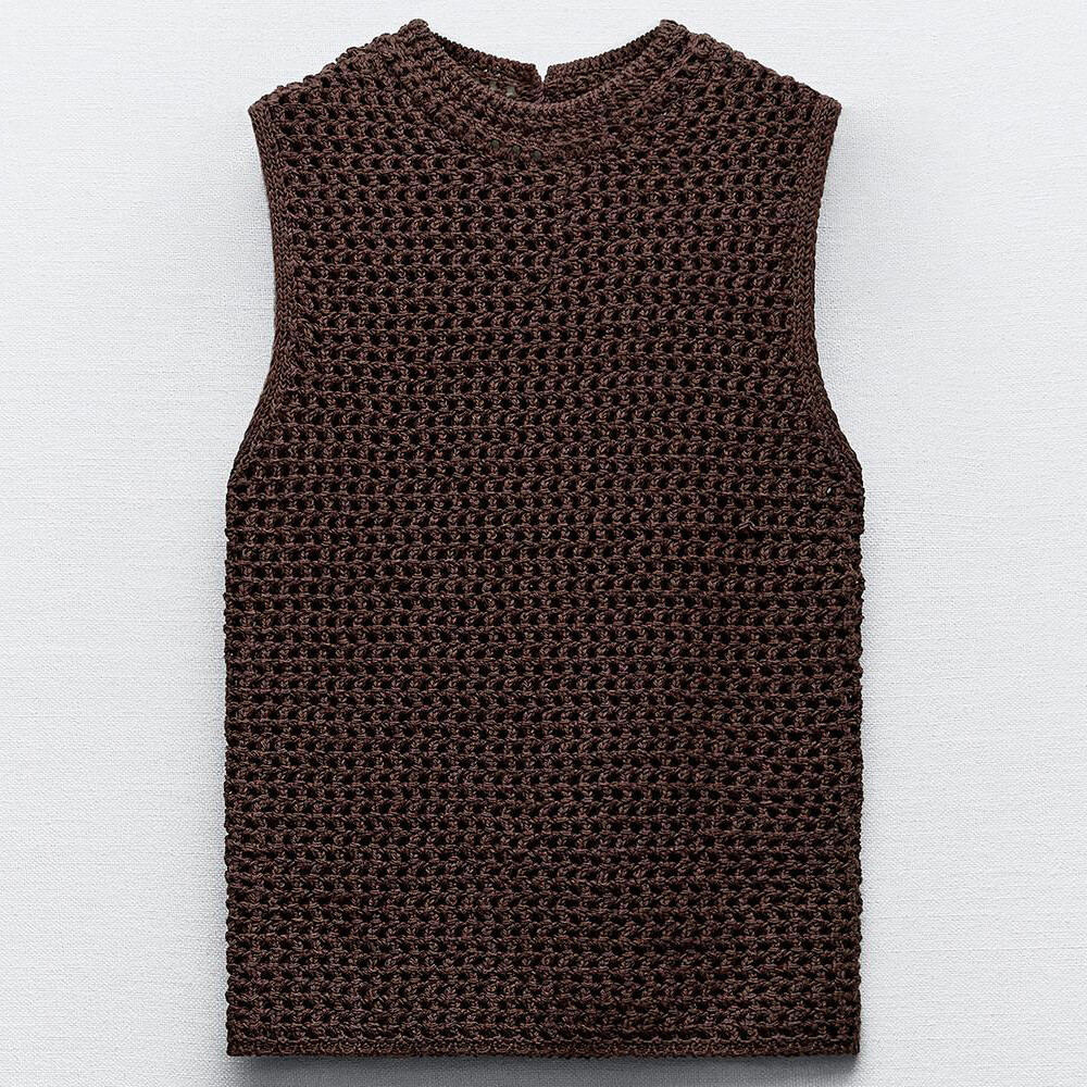 

Топ Zara Open Knit, коричневый