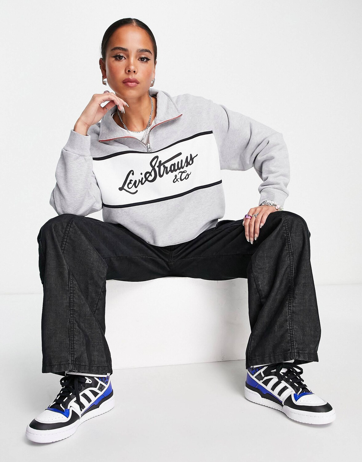 Серый свитер на молнии с логотипом Levi's