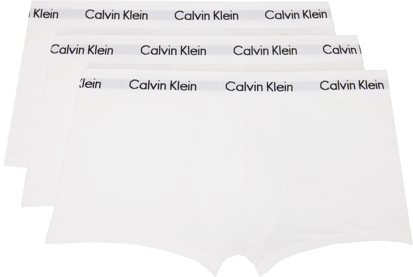 

Набор из трех белых трусов-боксеров с низкой посадкой Calvin Klein Underwear