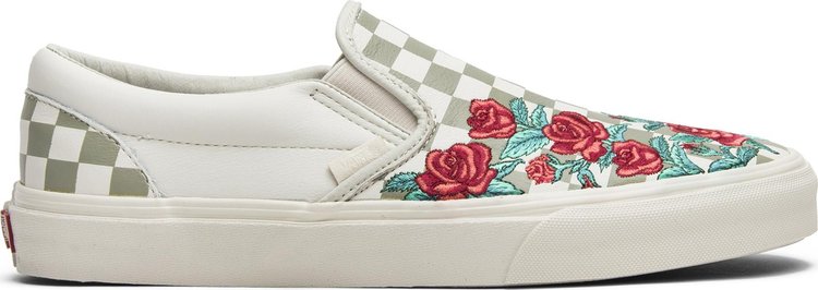 Vans slip on cheap rose embroidery