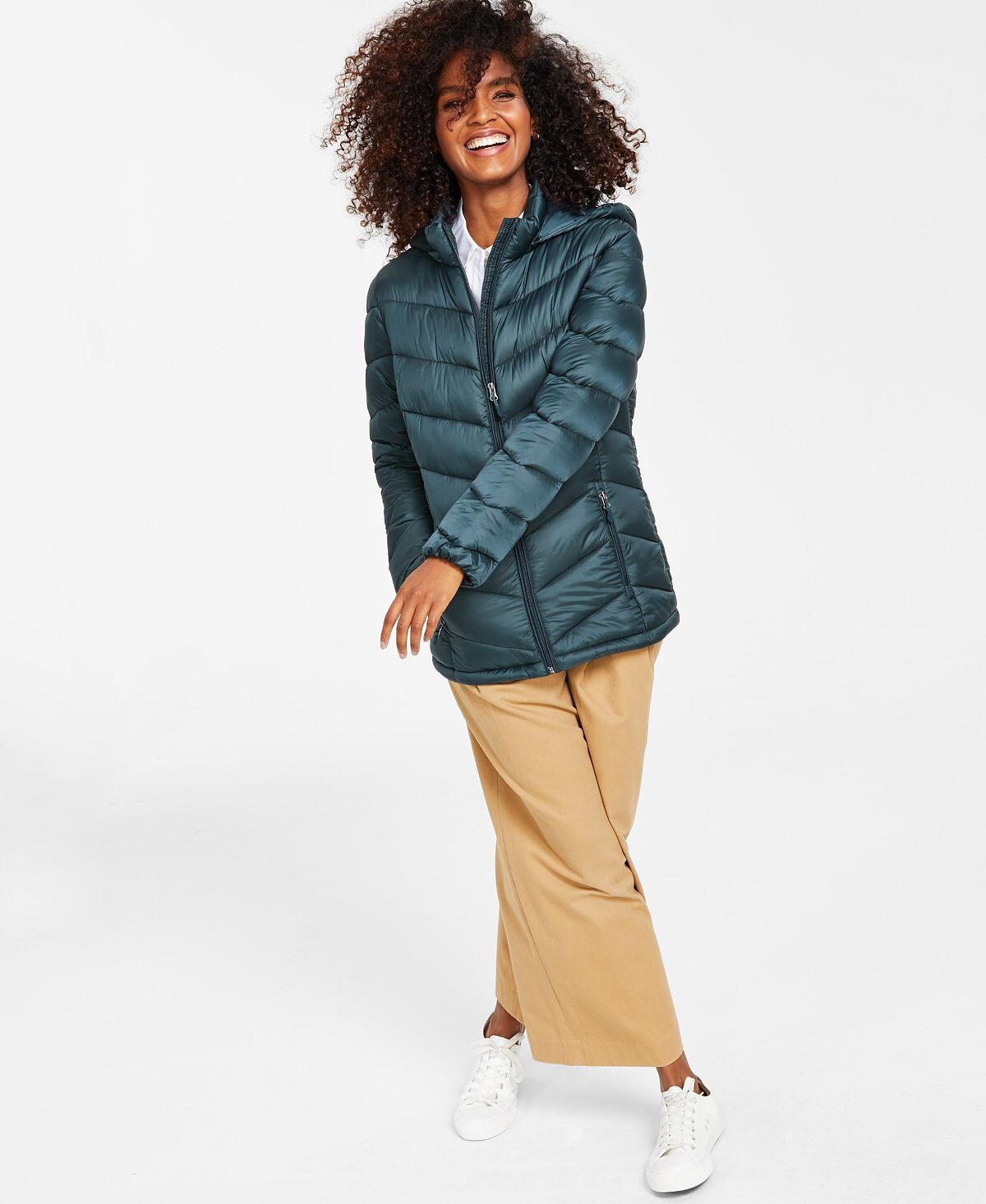 

Пуховик с капюшоном для женщин, созданный для macy's Charter Club, мульти