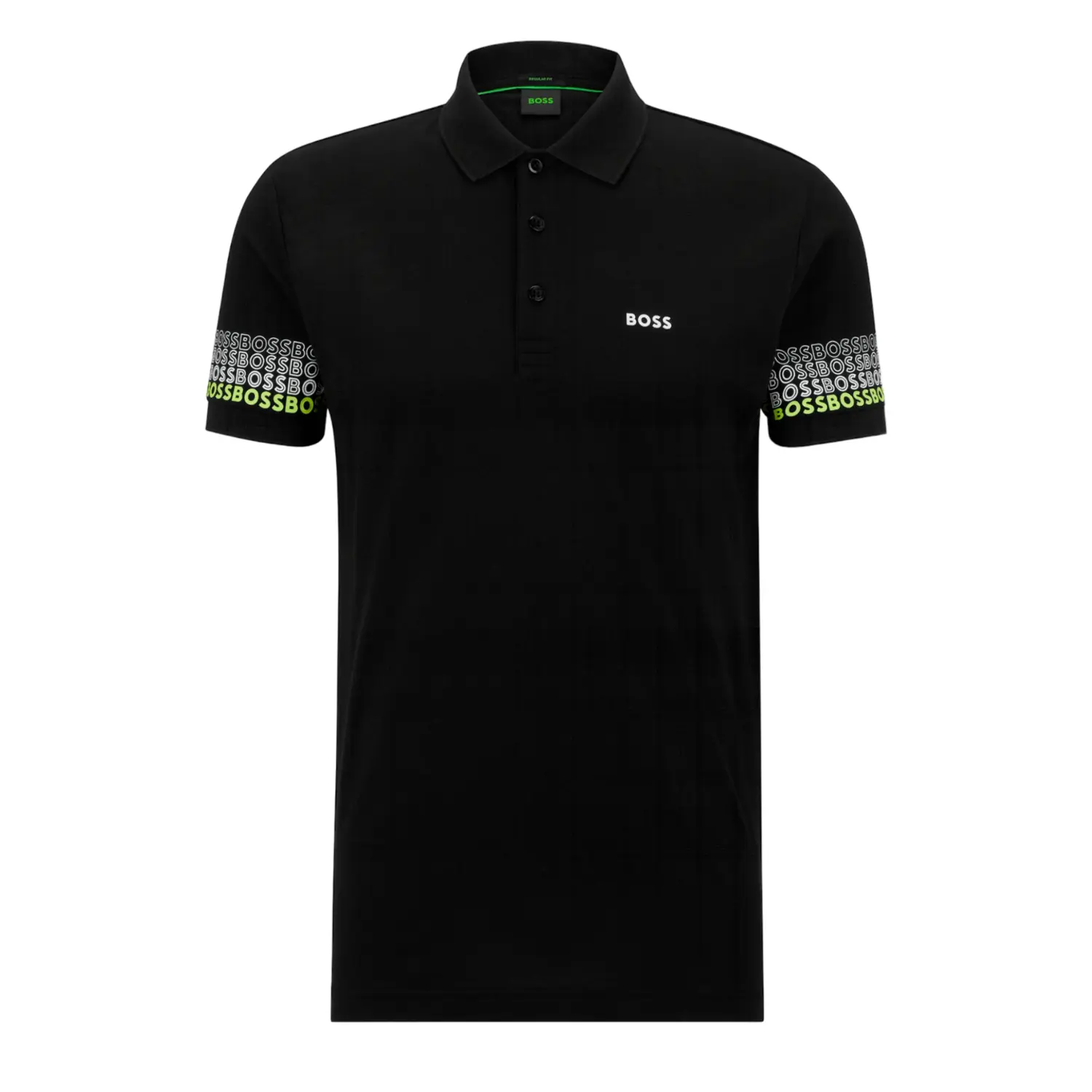 

Рубашка-поло Hubo Boss Cotton-pique With Repeat-logo Sleeves, черный