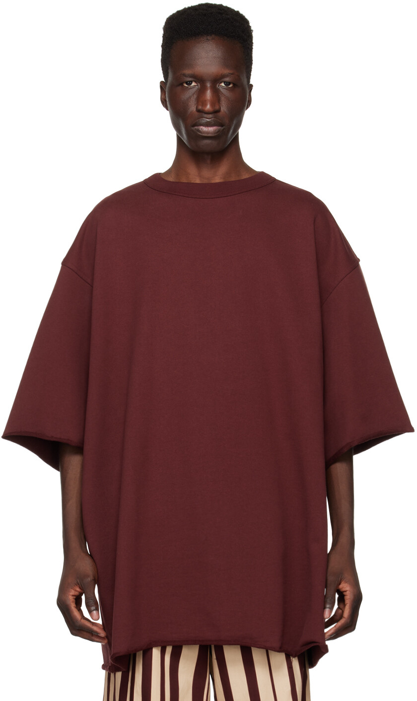 

Бордовая футболка с необработанными краями Dries Van Noten, Красный