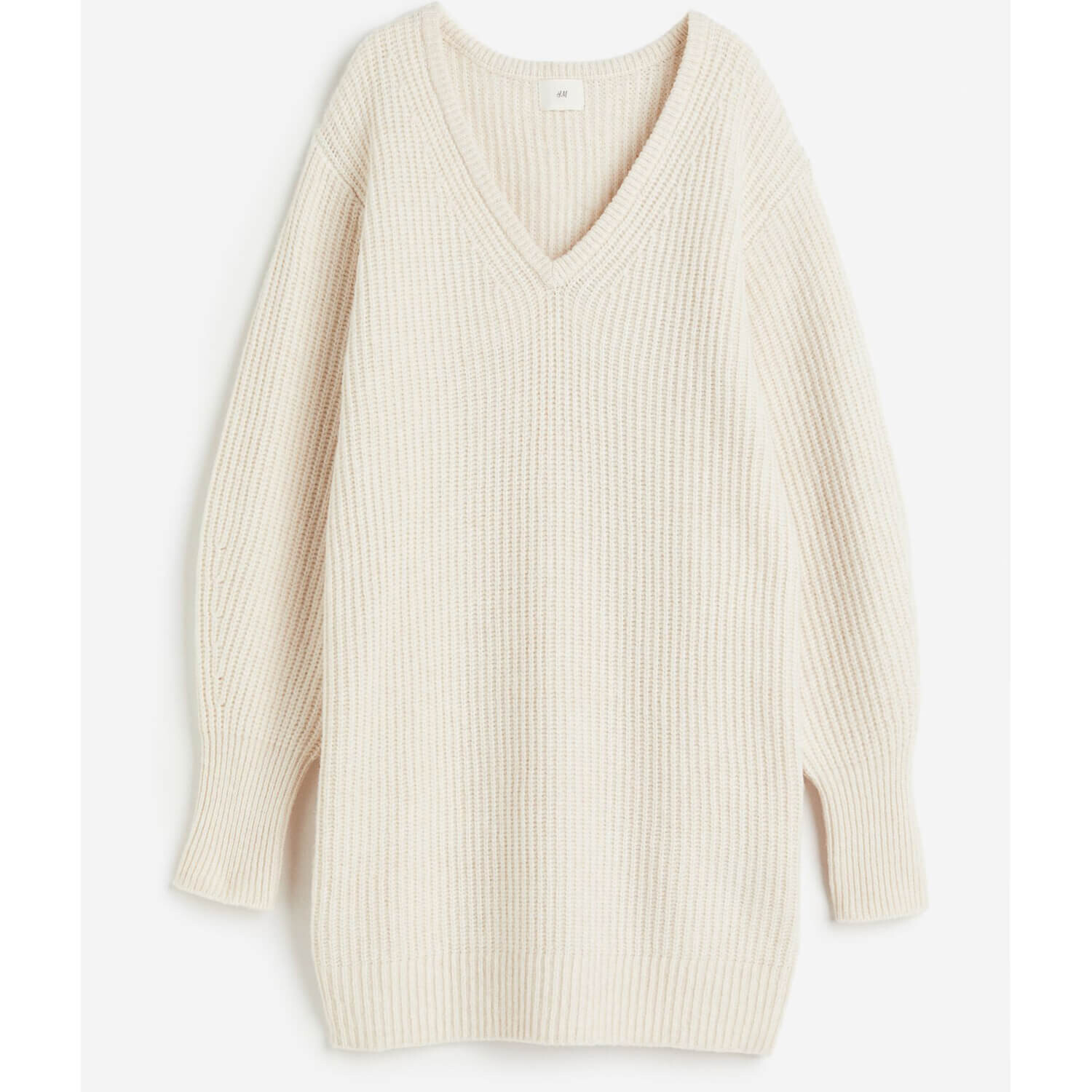 Платье H&M Rib-knit, белый платье короткое из трикотажа в полоску s белый