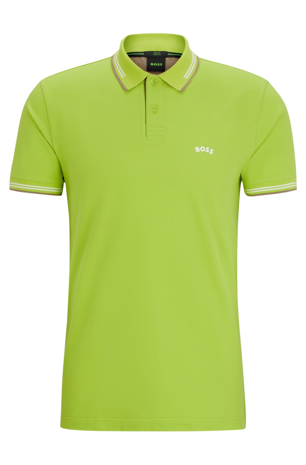 

Футболка поло Boss Stretch-cotton Slim-fit With Branded Undercollar, зеленый