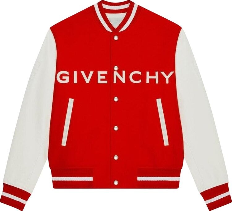 

Куртка Givenchy Varsity Leather Jacket 'White/Red', белый