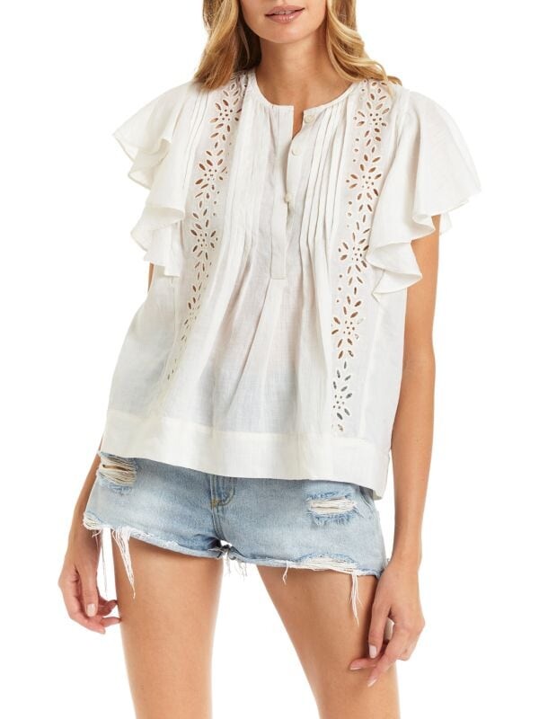 

Топ Secret Mission Palm Beach Eloise с вышивкой ришелье, off white