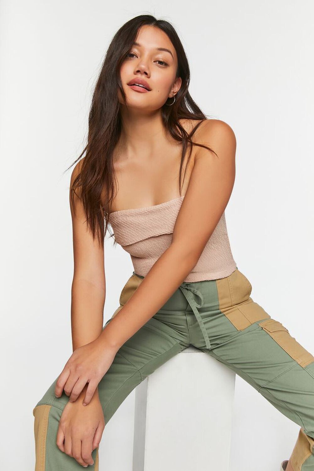 

Брюки-карго с цветными блоками Forever 21, оливковый, Зеленый