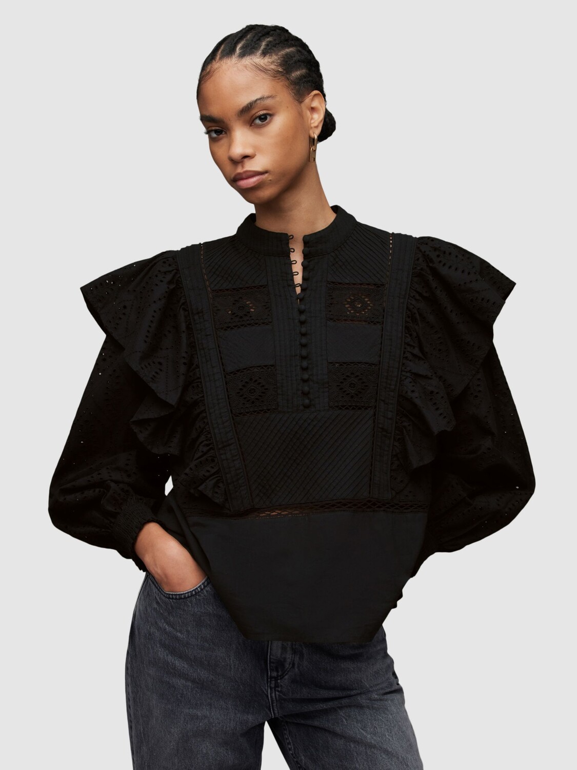 

Топ AllSaints Aubrey Broderie, черный