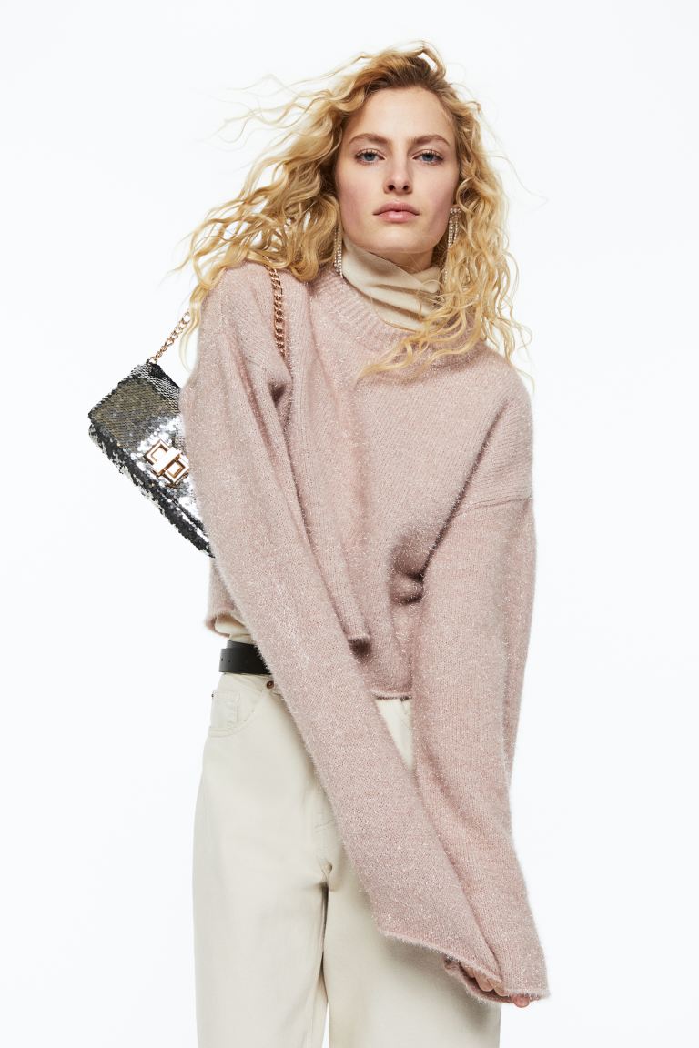 Блестящий свитер H&M, светло-бежевый