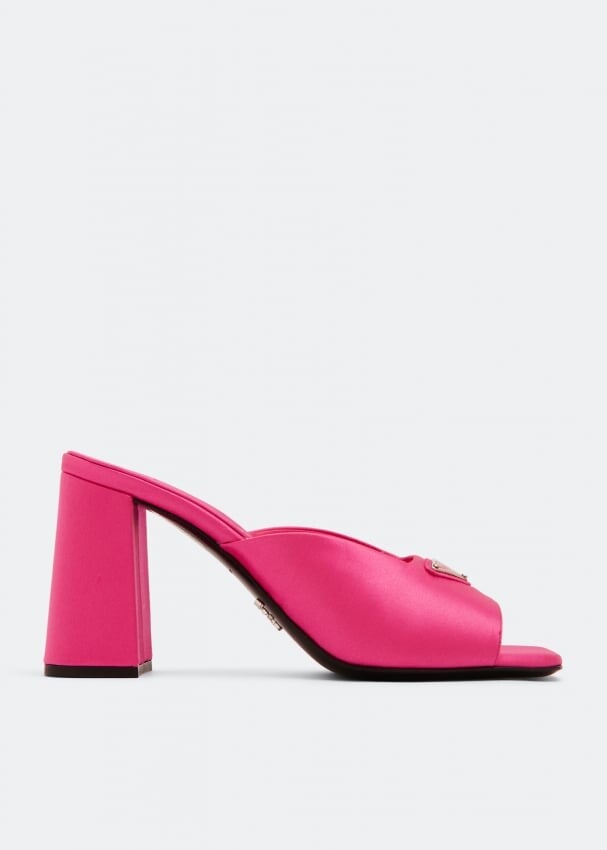 

Мюли PRADA Satin heeled mules, розовый