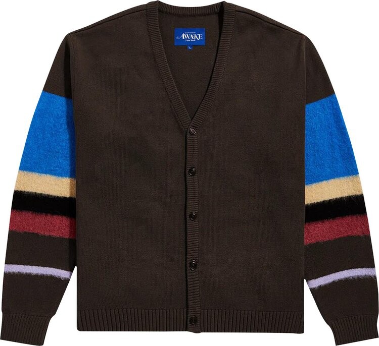 

Кардиган Awake NY Striped Mohair Sleeve Cardigan 'Brown/Multicolor', коричневый