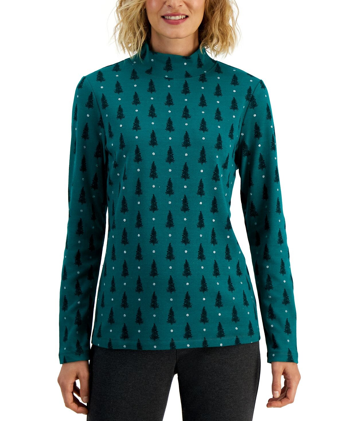 

Топ с принтом petite mock neck, созданный для macy's Karen Scott, мульти