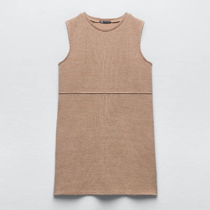 

Платье Zara Basic With Seam Detail, бежево-розовый