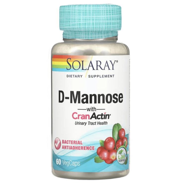 D-манноза с CranActin для здоровья мочевыводящих путей, 60 капсул, Solaray solaray d манноза с клюквенной добавкой cranactin 400 мг 60 растительных капсул