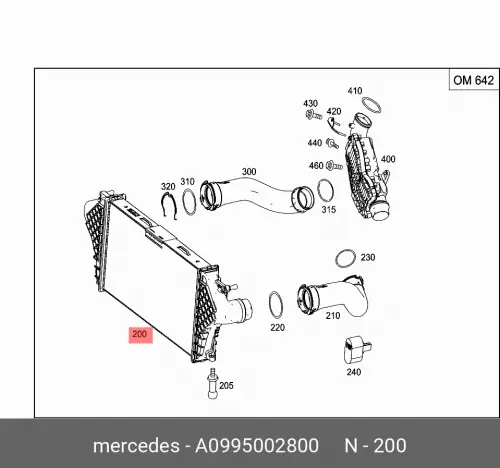 Интеркулер / ladeluftkuehler A0995002800 MERCEDES-BENZ