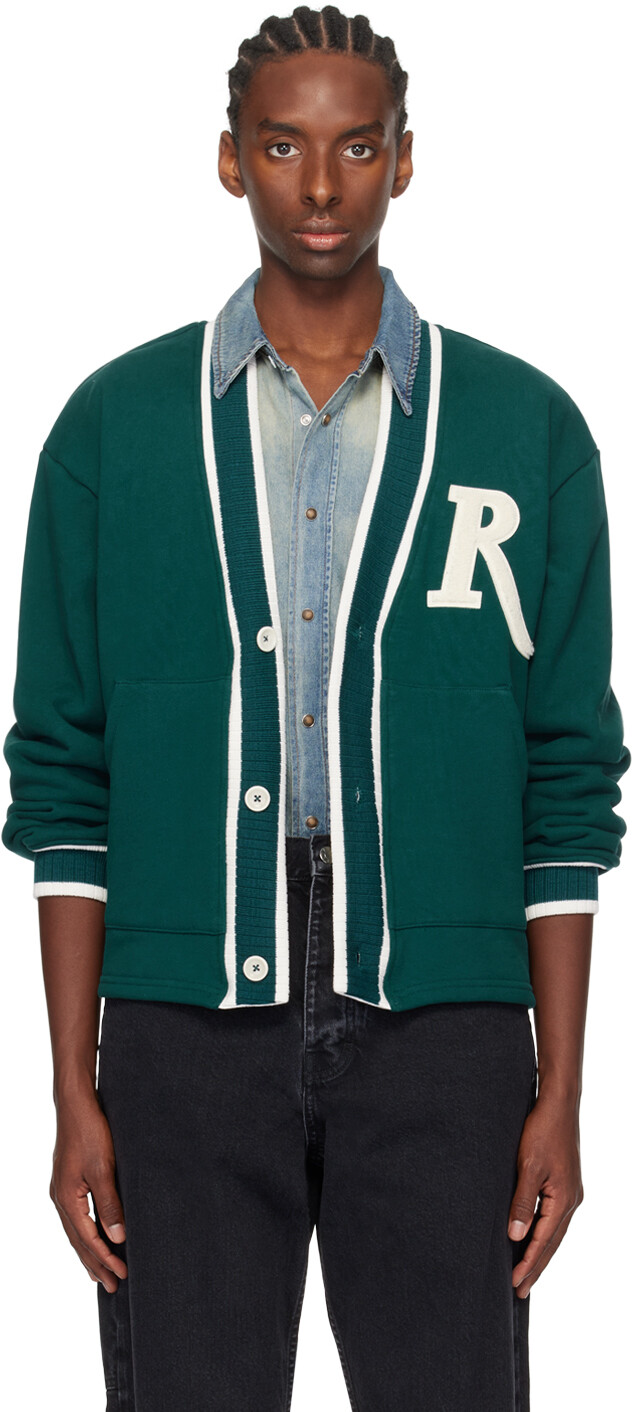 

Зеленый кардиган с нашивками Rhude, цвет Teal/Cream