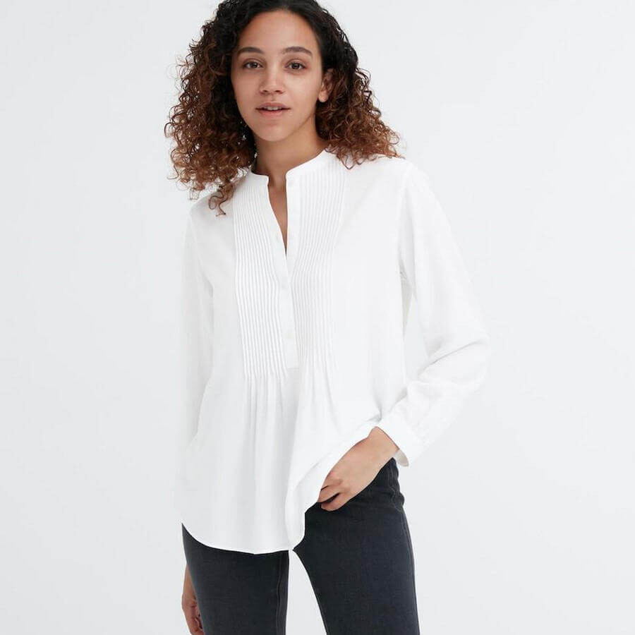 

Блуза Uniqlo Fancy Pleated Long-sleeved Easy To Care, белый
