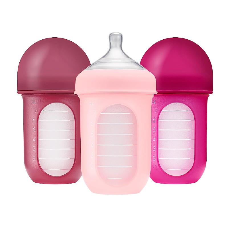 Бутылочки для кормления 4 шт. по 250 мл. Boon Nursh Collapsible Silicone Pouch Design, розовый цена и фото