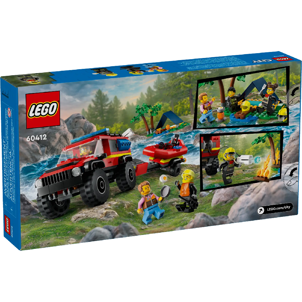 цена Конструктор Lego 4x4 Fire Truck with Rescue Boat 60412, 301 деталь