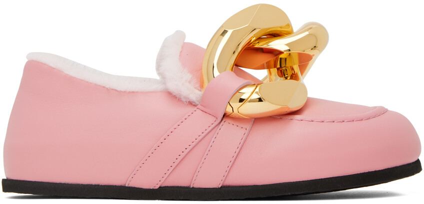 

Розовые лоферы с цепочкой из овчины JW Anderson, Розовый, Розовые лоферы с цепочкой из овчины JW Anderson