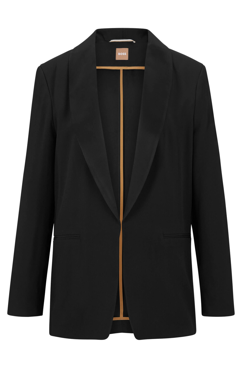 

Пиджак Boss Crinkle Crepe With Shawl Lapels, черный