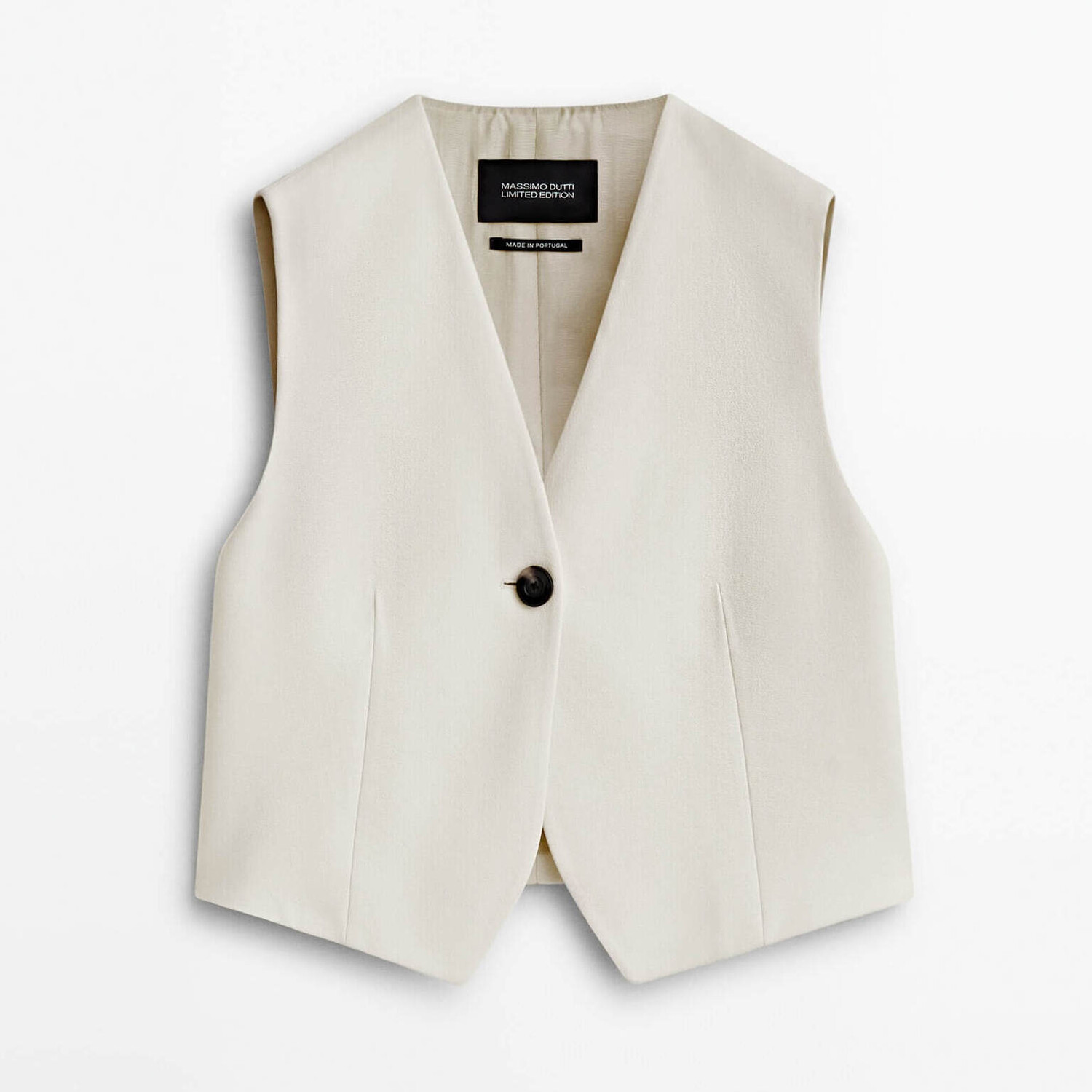 

Жилет Massimo Dutti Suit With Button Limited Edition, кремовый