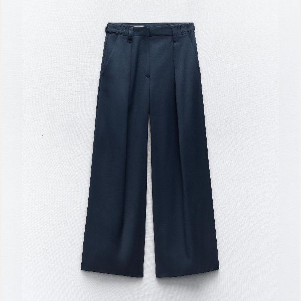 Брюки Zara Belt Loop, темно-синий брюки zara seersucker темно синий