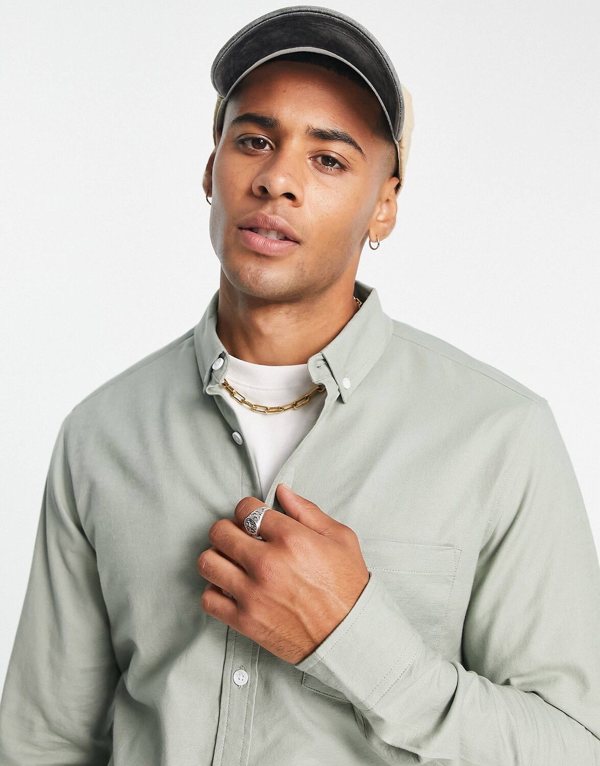 

Темно-зеленая оксфордская рубашка узкого кроя ASOS DESIGN