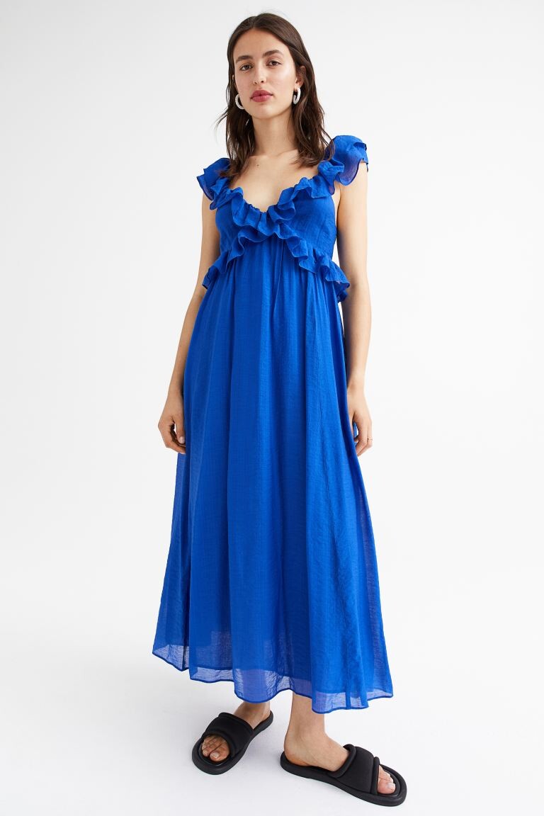 

Платье с оттенком лиоцелла и оборками H&M, синий