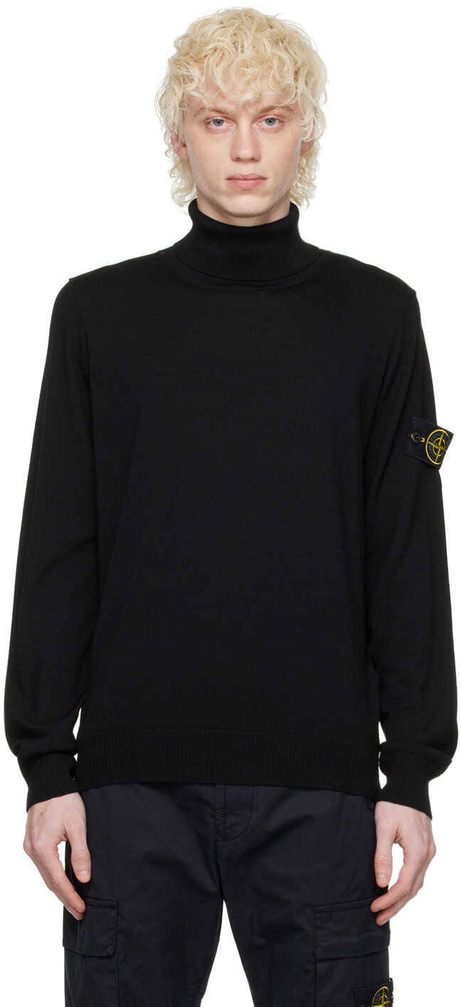 

Черная водолазка с нашивками Stone Island, Черный