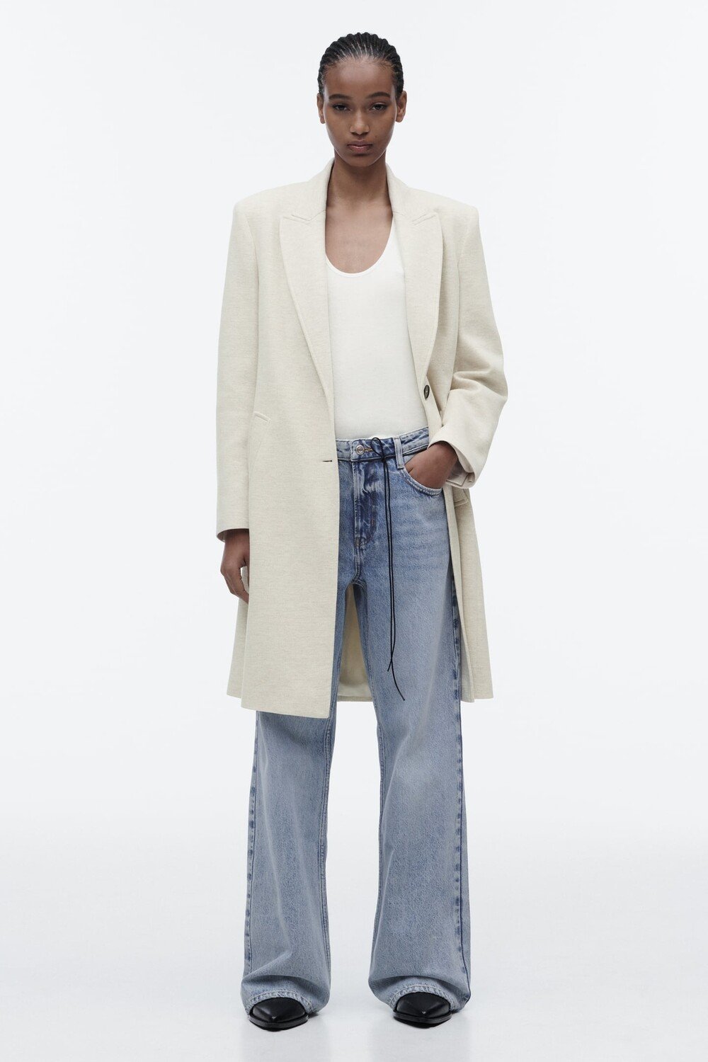 

Пальто из смешанного хлопка ZARA, экру