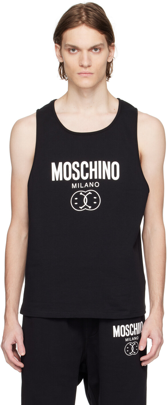 

Черная майка с принтом Moschino