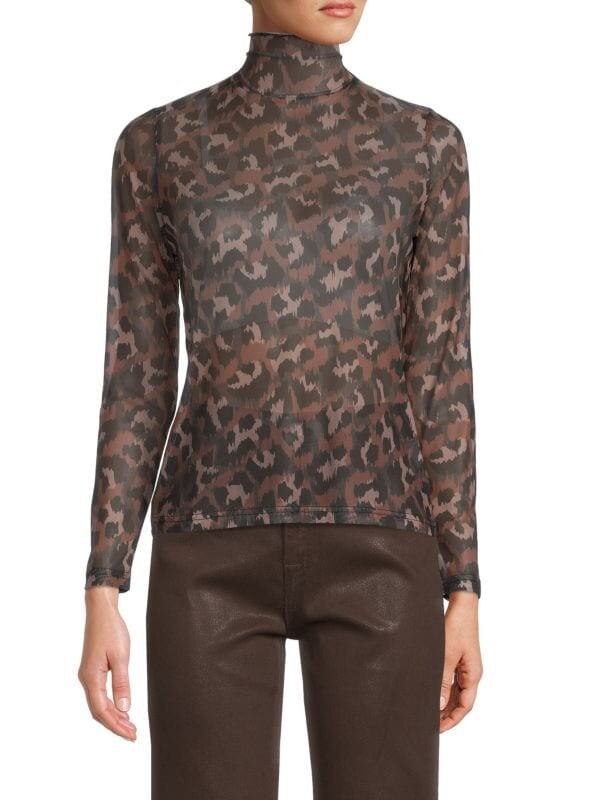

Топ Сетчатый с Воротником Saks Fifth Avenue Cheetah под горло