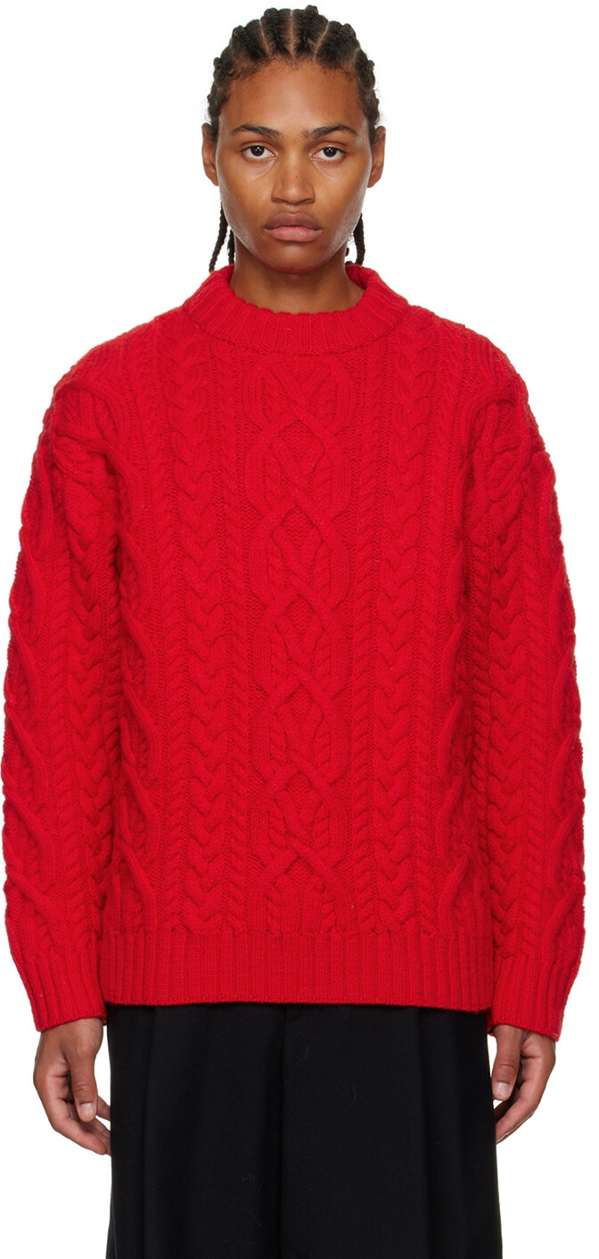 

Красный свитер с круглым вырезом Dries Van Noten