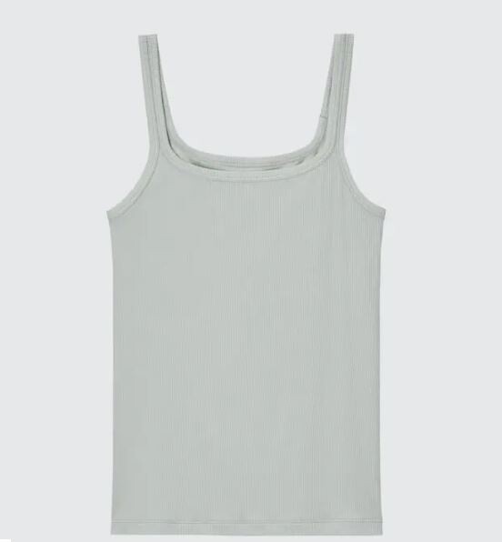 

Топ без рукавов в рубчик из смеси шелка Uniqlo Silk Blend Airism Ribbed Sleeveless, светло-зеленый