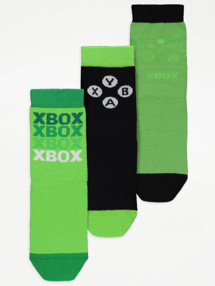 

Набор из 3 зеленых носков с принтом Xbox George., зеленый