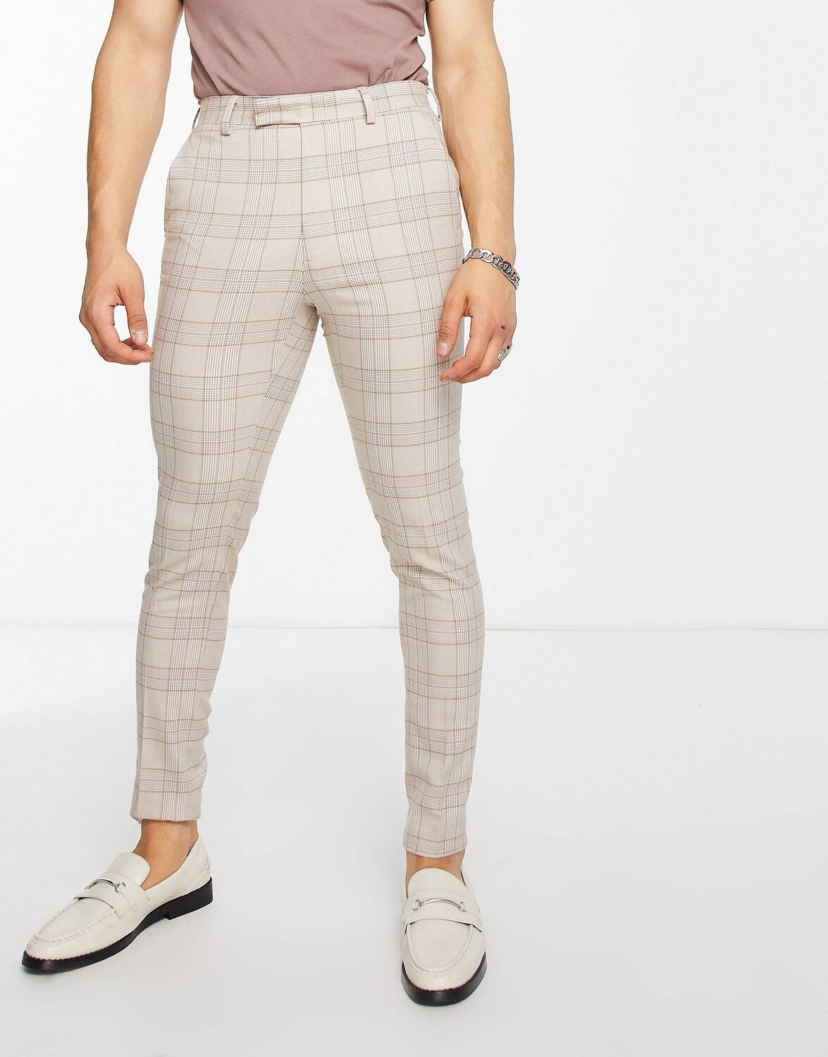 

Элегантные брюки суперскинни в фиолетовую клетку ASOS DESIGN