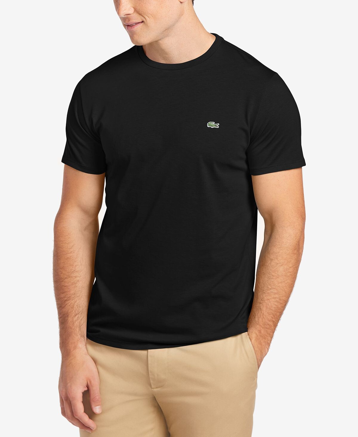 

Мужская классическая футболка с круглым вырезом из мягкого хлопка пима Lacoste, черный