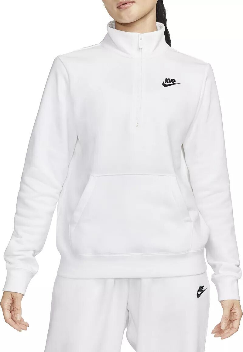 

Женская флисовая толстовка с молнией 1/2 Nike Sportswear Club, белый