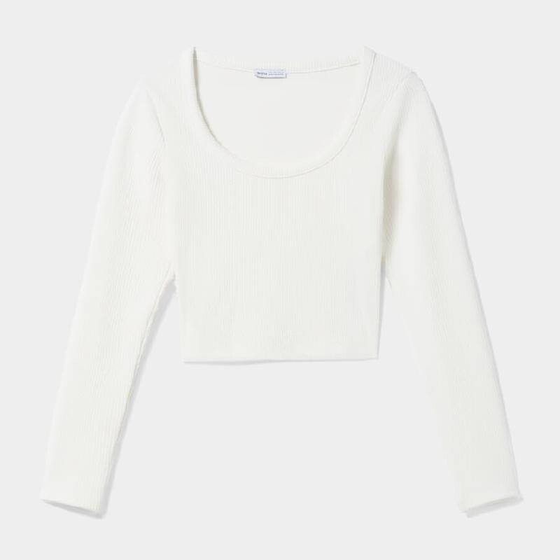 

Футболка Bershka Ribbed Textured, белый
