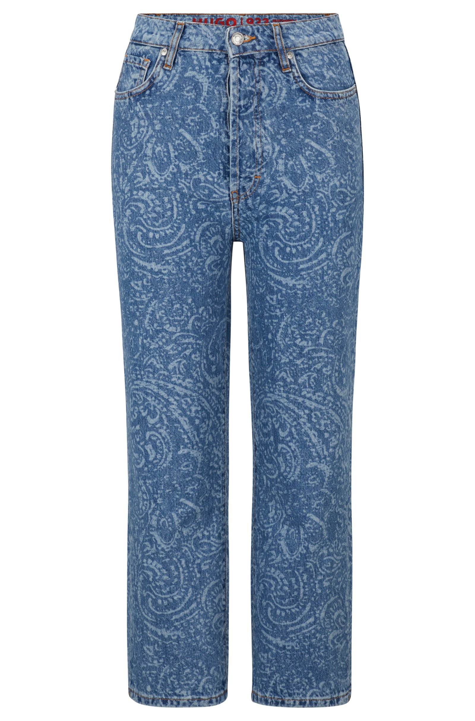 Джинсы Hugo Modern-fit In Paisley-pattern Rigid Denim, синий