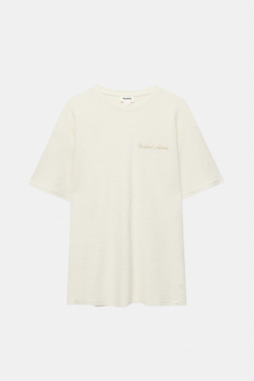 

Футболка Pull&Bear Rustic Short Sleeve, бежевый