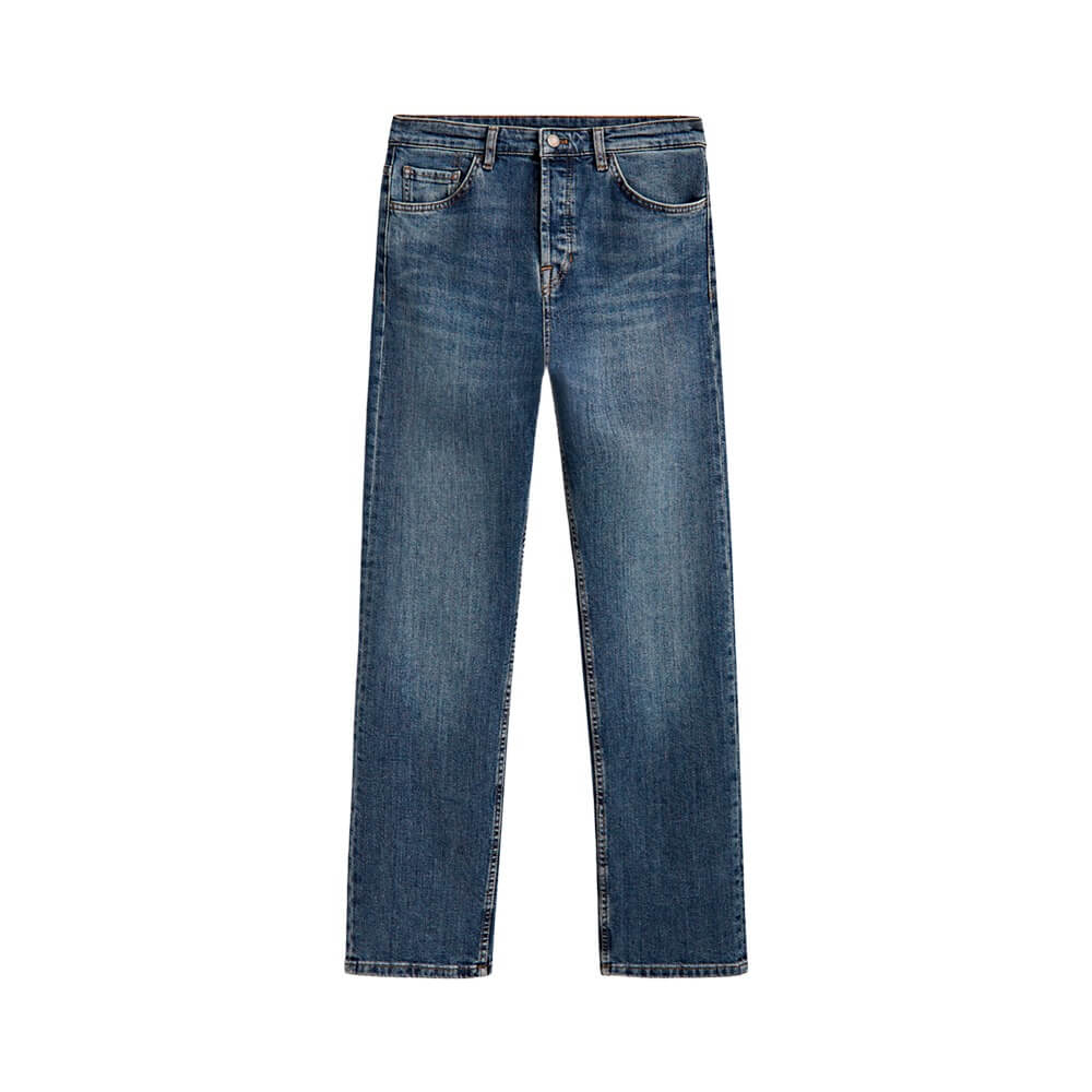 Брюки Massimo Dutti Straight Mid-Waist Jeans, синий (Размер XXS) finn flare хлопковые брюки прямого кроя
