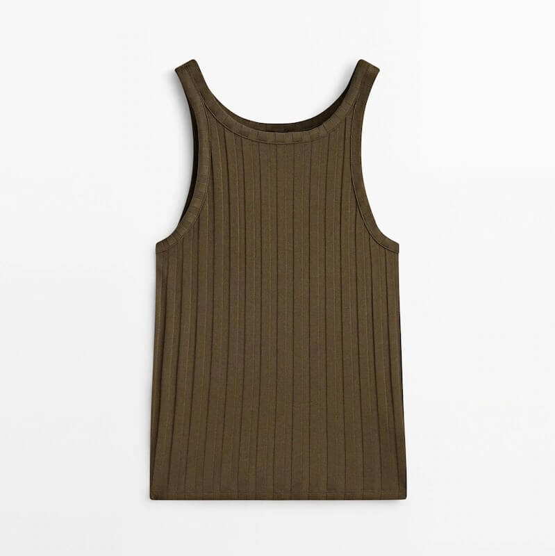 

Майка Massimo Dutti Wide Ribbed, хаки
